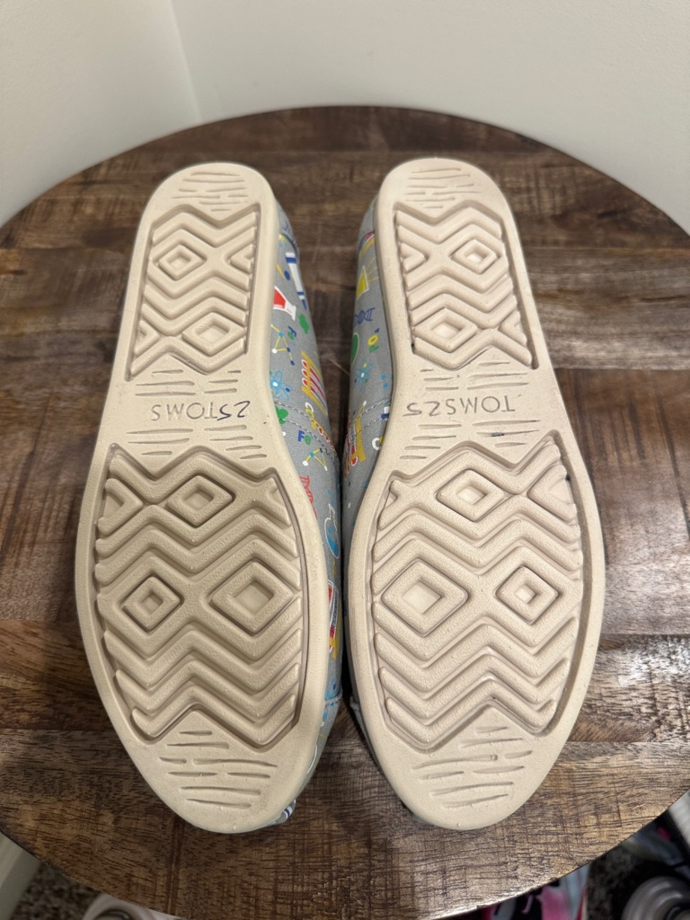 Toms Gray Canvas Slip-On Flats with Colorful Science Print - Picture 6 of 6